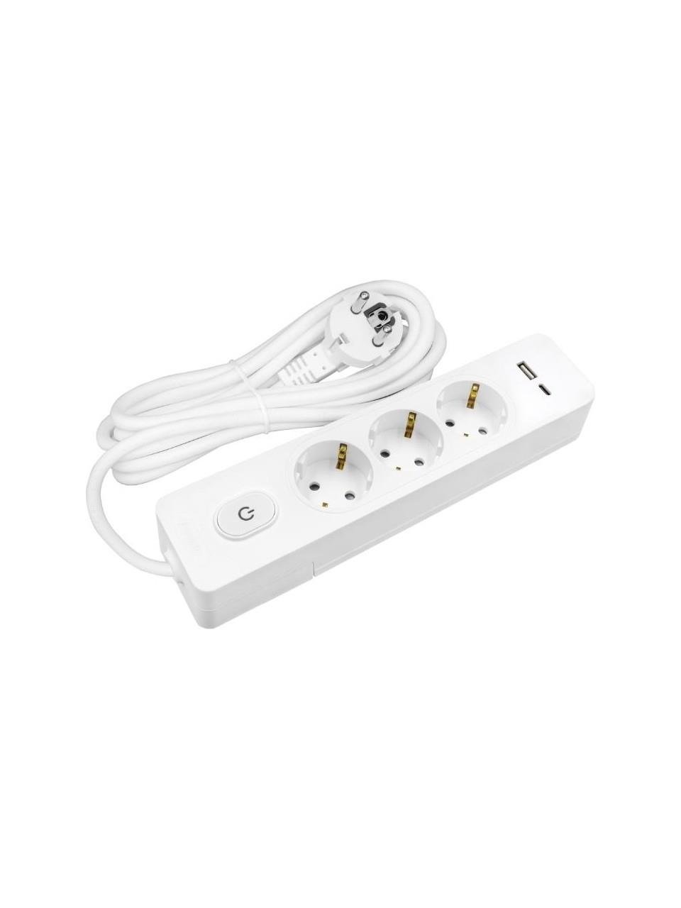Seldur Üçlü Grup Priz Anahtarlı USB ve Type-c Girişli Topraklı Priz 2 Metre Çocuk Korumalı