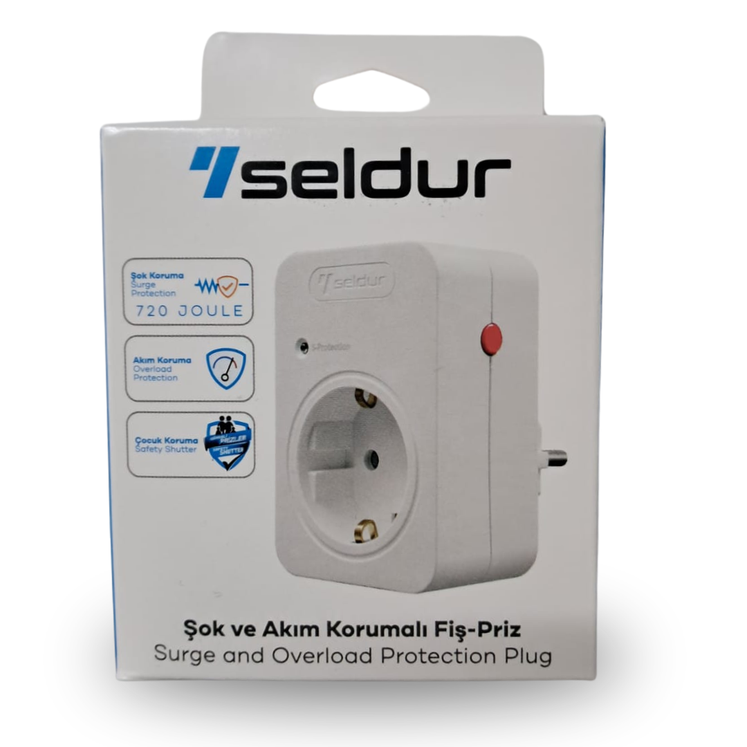 Seltur Şok ve Akım Korumalı Fiş-Priz (720J) Çocuk Korumalı Beyaz