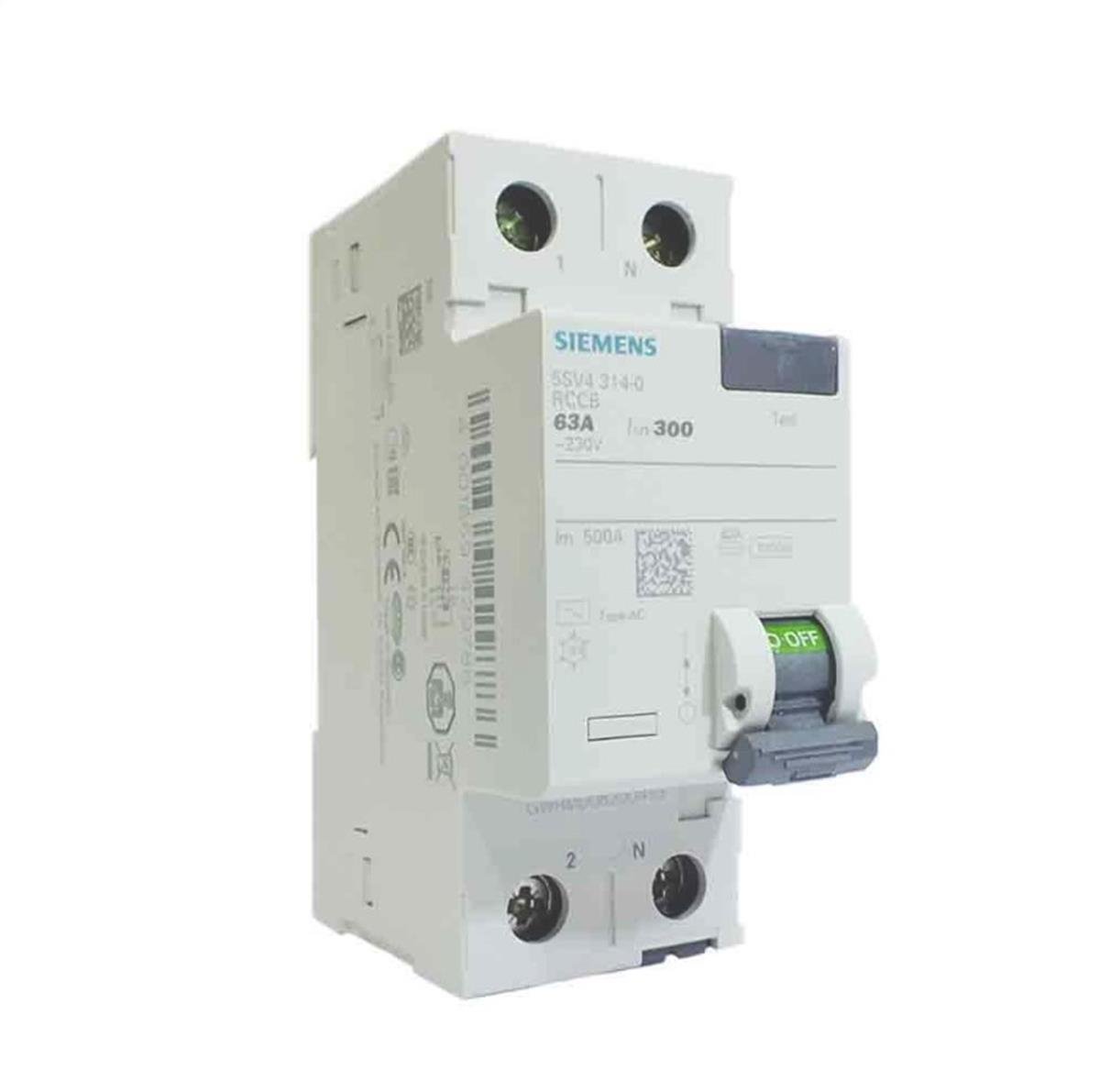 SIEMENS 2X63A 300MA MONOFAZE KAÇAK AKIM RÖLESİ 5SV5616-6