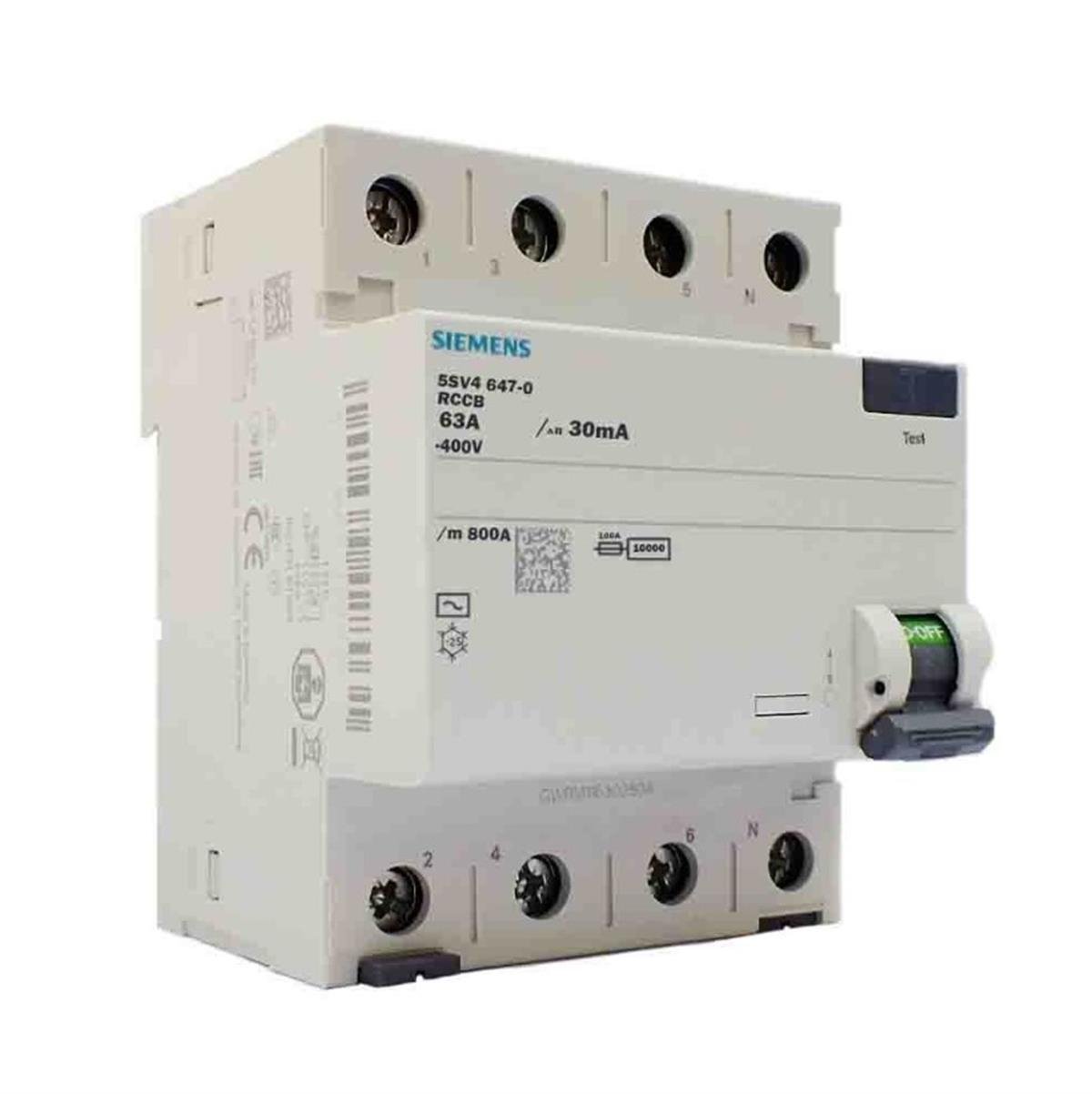 SIEMENS 4X63A 30MA TRİFAZE KAÇAK AKIM RÖLESİ 5SV5346-6