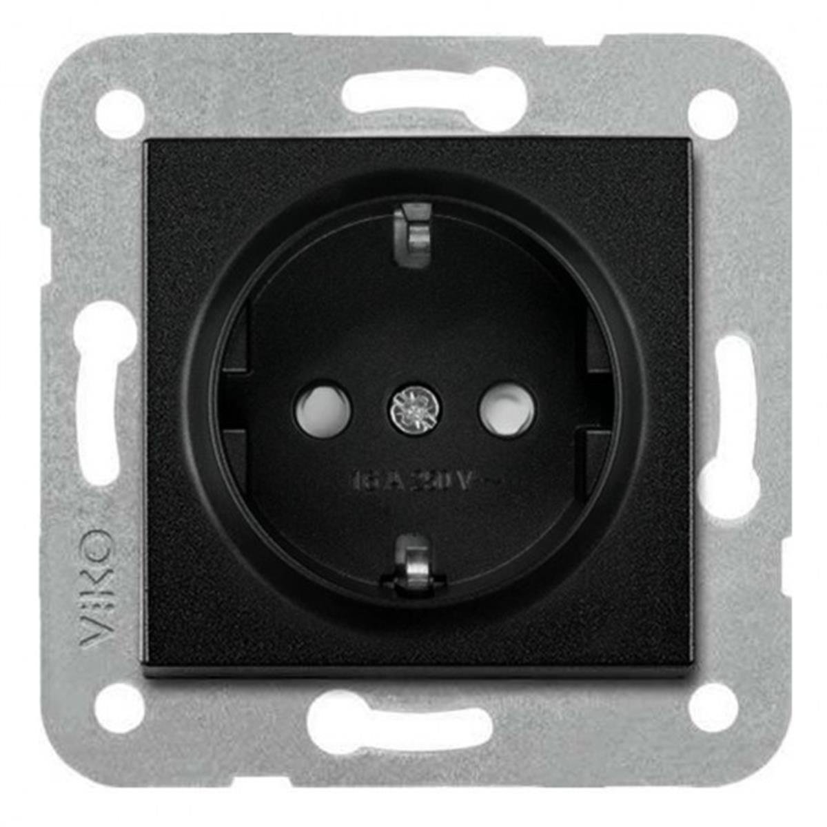 VİKO 92605542 NOVELLA/TRENDA SİYAH TOPRAKLI PRİZ KAPAK (MEKANİZMA HARİÇ)