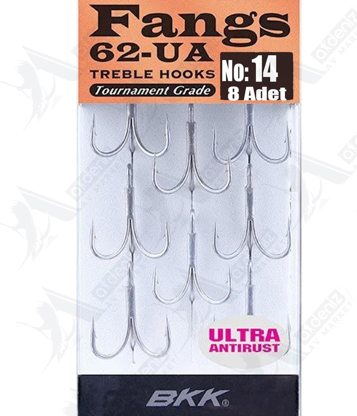 BKK Fangs-62 UA Üçlü Olta İğnesi 8'li Paket No:14BKK
