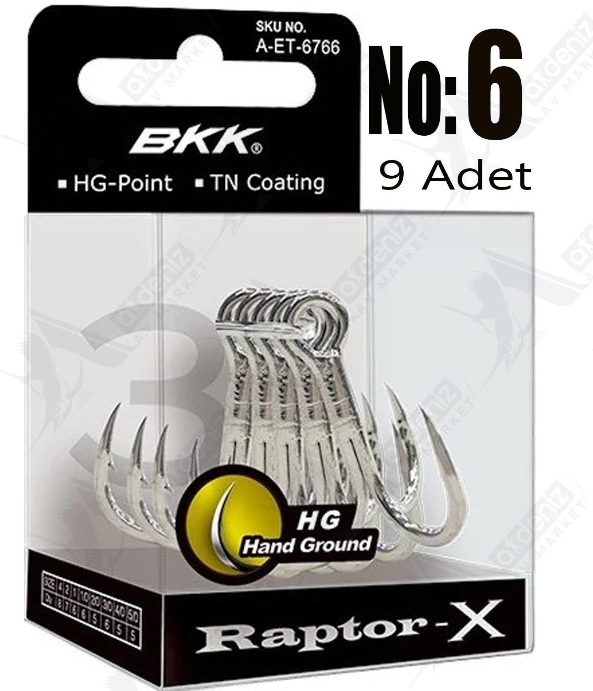 BKK Raptor-X Üçlü Olta İğnesi 9'lu Paket No:6BKK