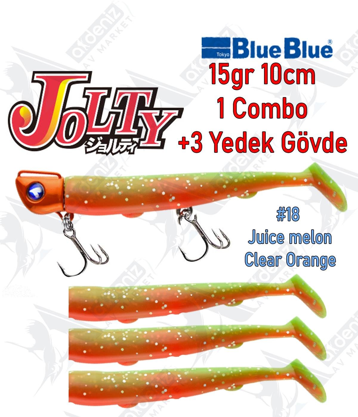 BlueBlue Jolty 15gr 10cm (1 Combo +3 Body) Silikon Yem Color:18BLUEBLUE