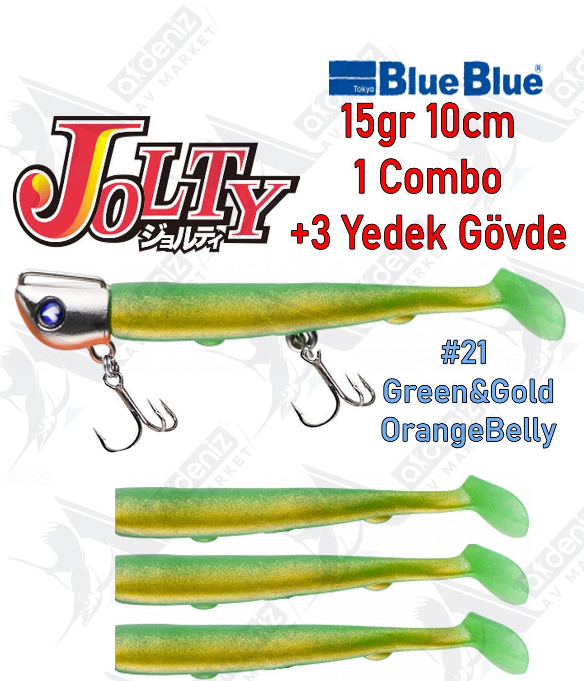 BlueBlue Jolty 15gr 10cm (1 Combo +3 Body) Silikon Yem Color:21BLUEBLUE