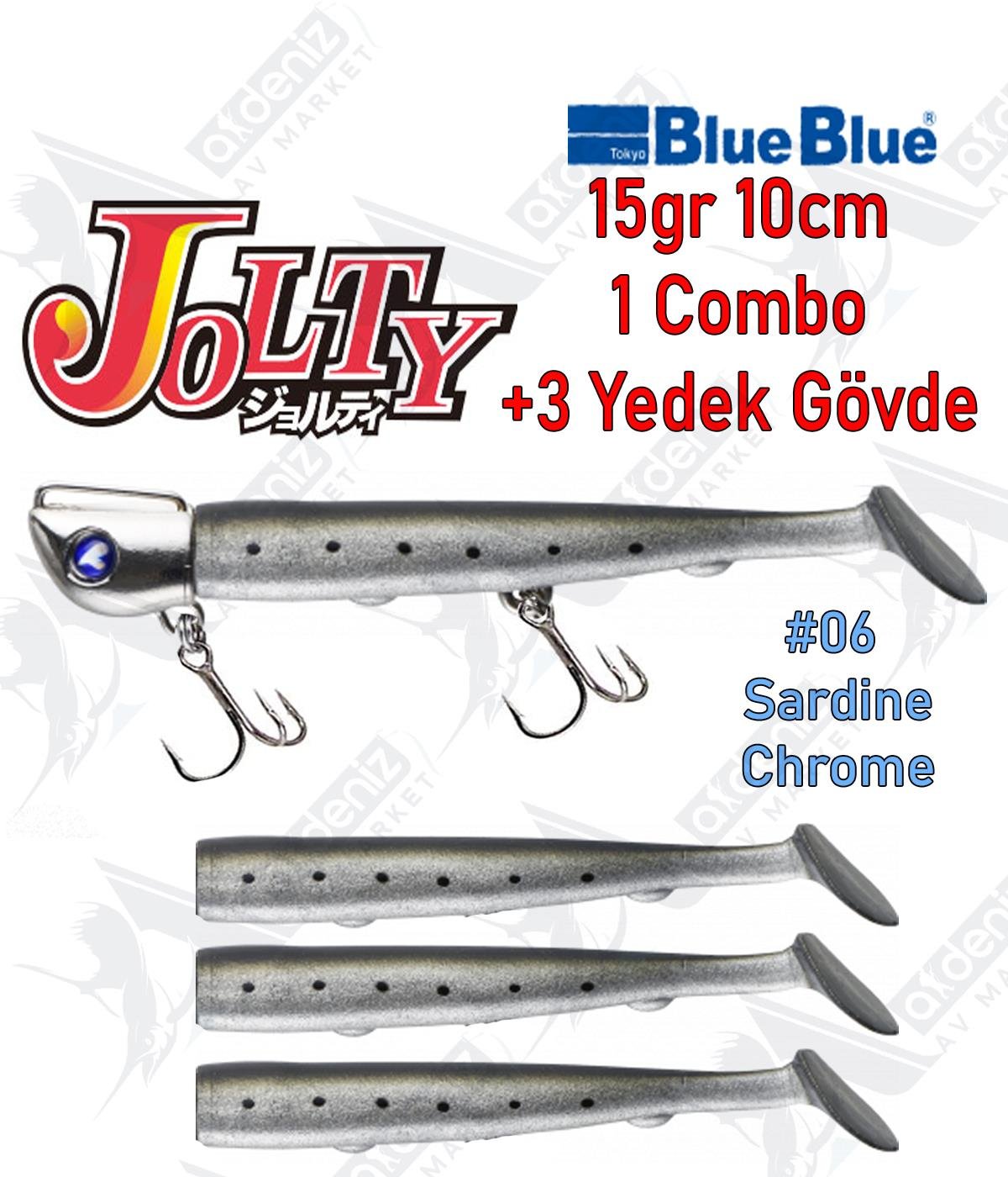 BlueBlue Jolty 15gr 10cm (1 Combo +3 Body) Silikon Yem Color:06BLUEBLUE