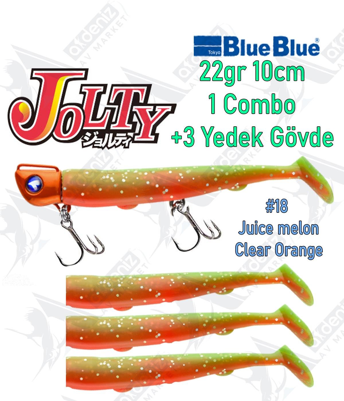 BlueBlue Jolty 22gr 10cm (1 Combo +3 Body) Silikon Yem Color:18BLUEBLUE