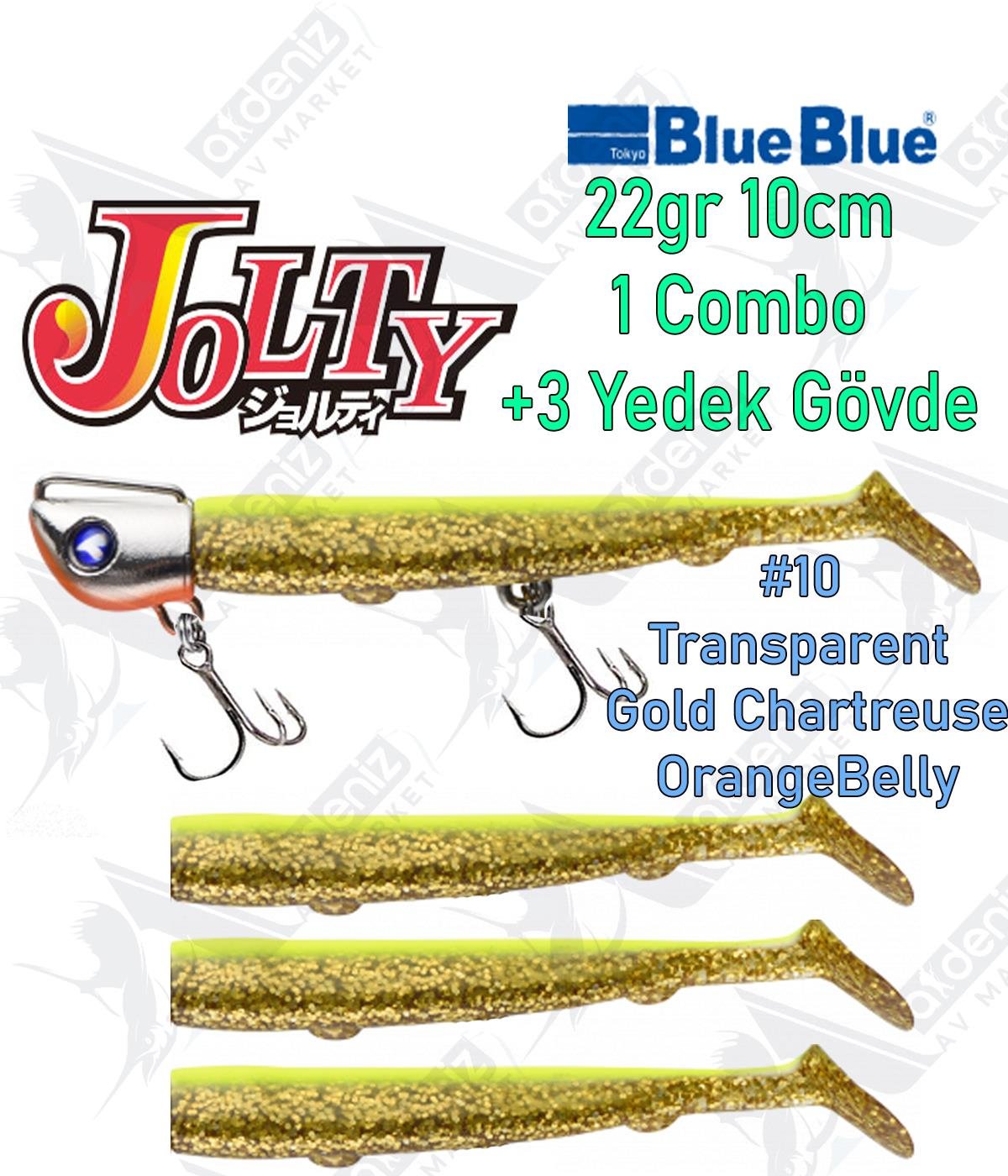 BlueBlue Jolty 22gr 10cm (1 Combo +3 Body) Silikon Yem Color:10BLUEBLUE