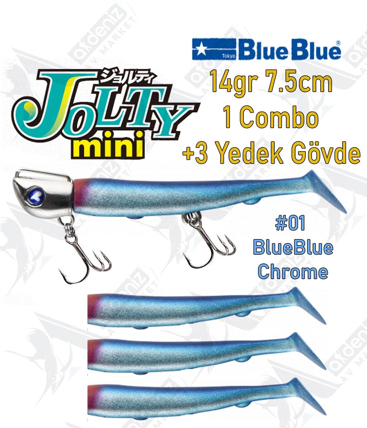 BlueBlue Jolty Mini 14gr 7,6cm (1 Combo +3 Body) Silikon Yem Color:01BLUEBLUE