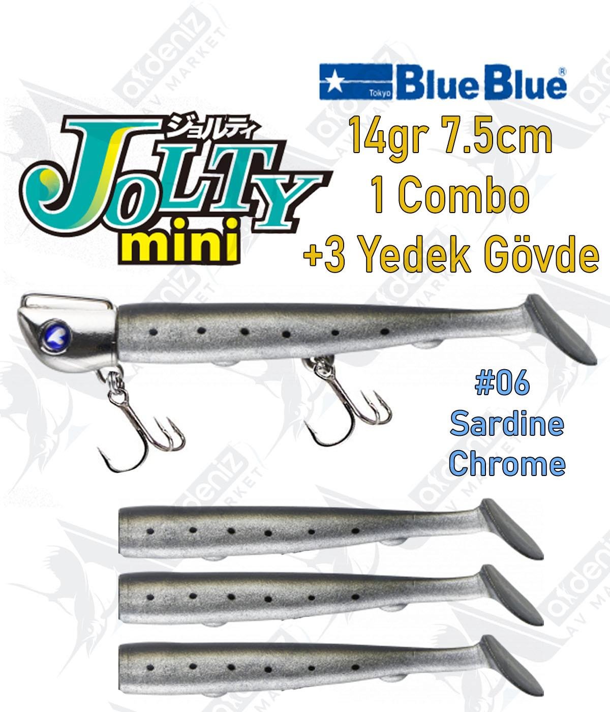 BlueBlue Jolty Mini 14gr 7,6cm (1 Combo +3 Body) Silikon Yem Color:06BLUEBLUE