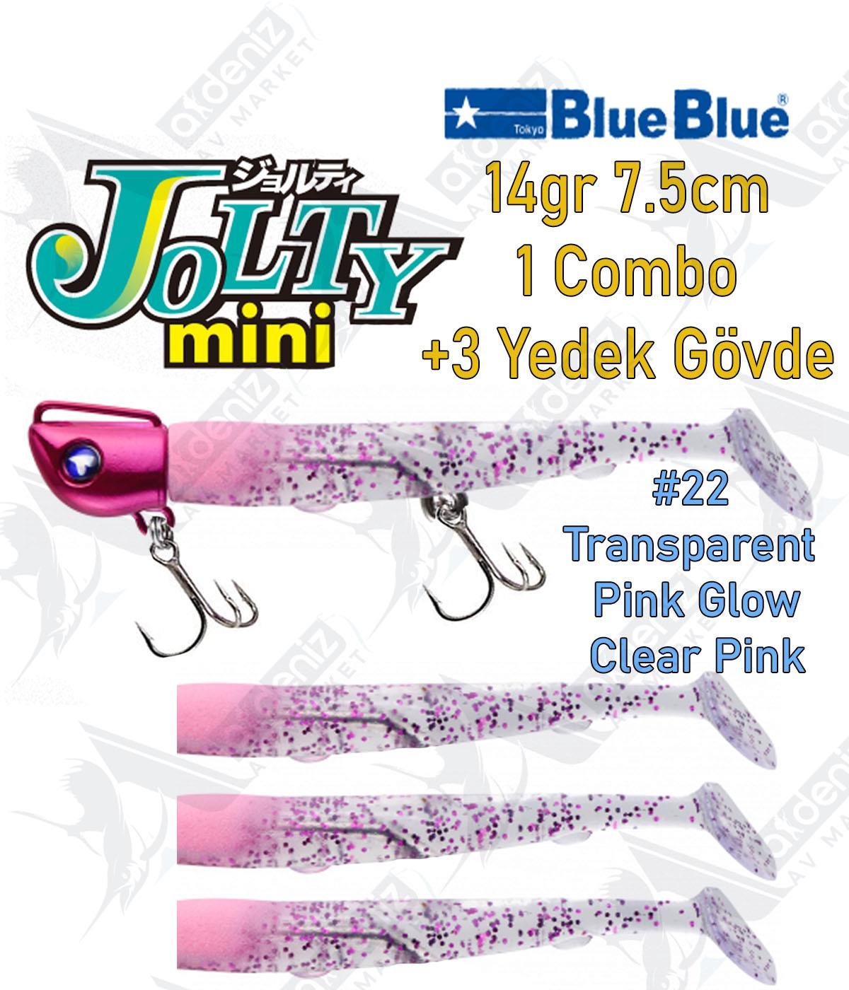 BlueBlue Jolty Mini 14gr 7,6cm (1 Combo +3 Body) Silikon Yem Color:22BLUEBLUE