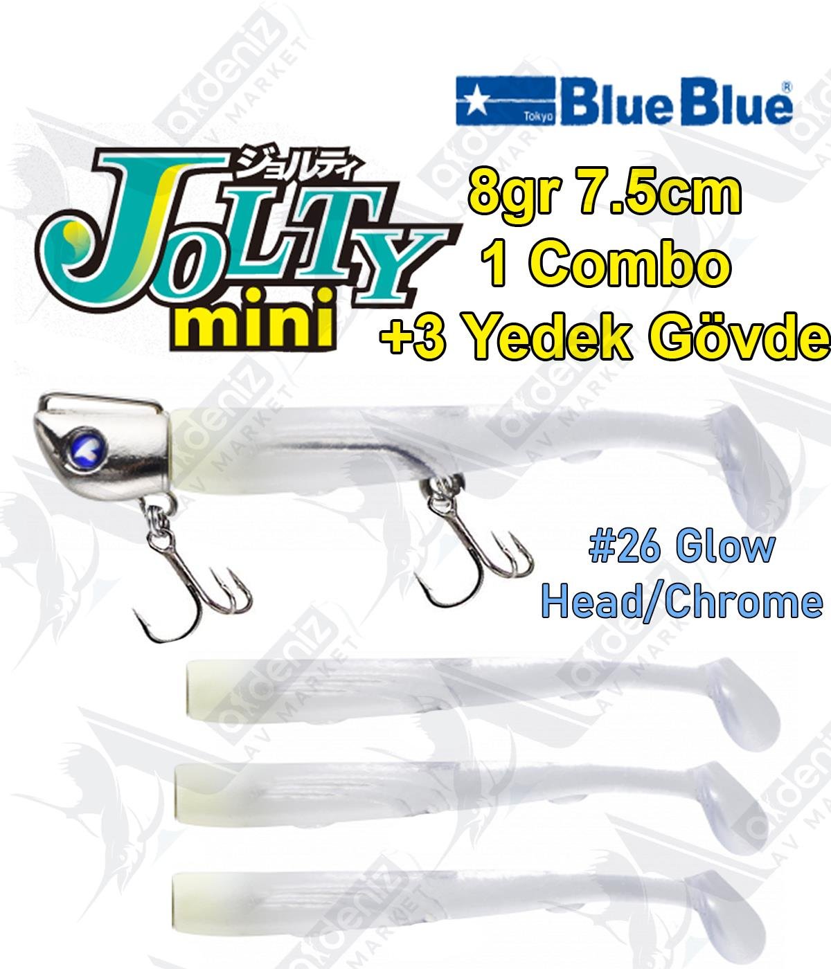 BlueBlue Jolty Mini 8gr 7,6cm (1 Combo +3 Body) Silikon Yem Color:26BLUEBLUE