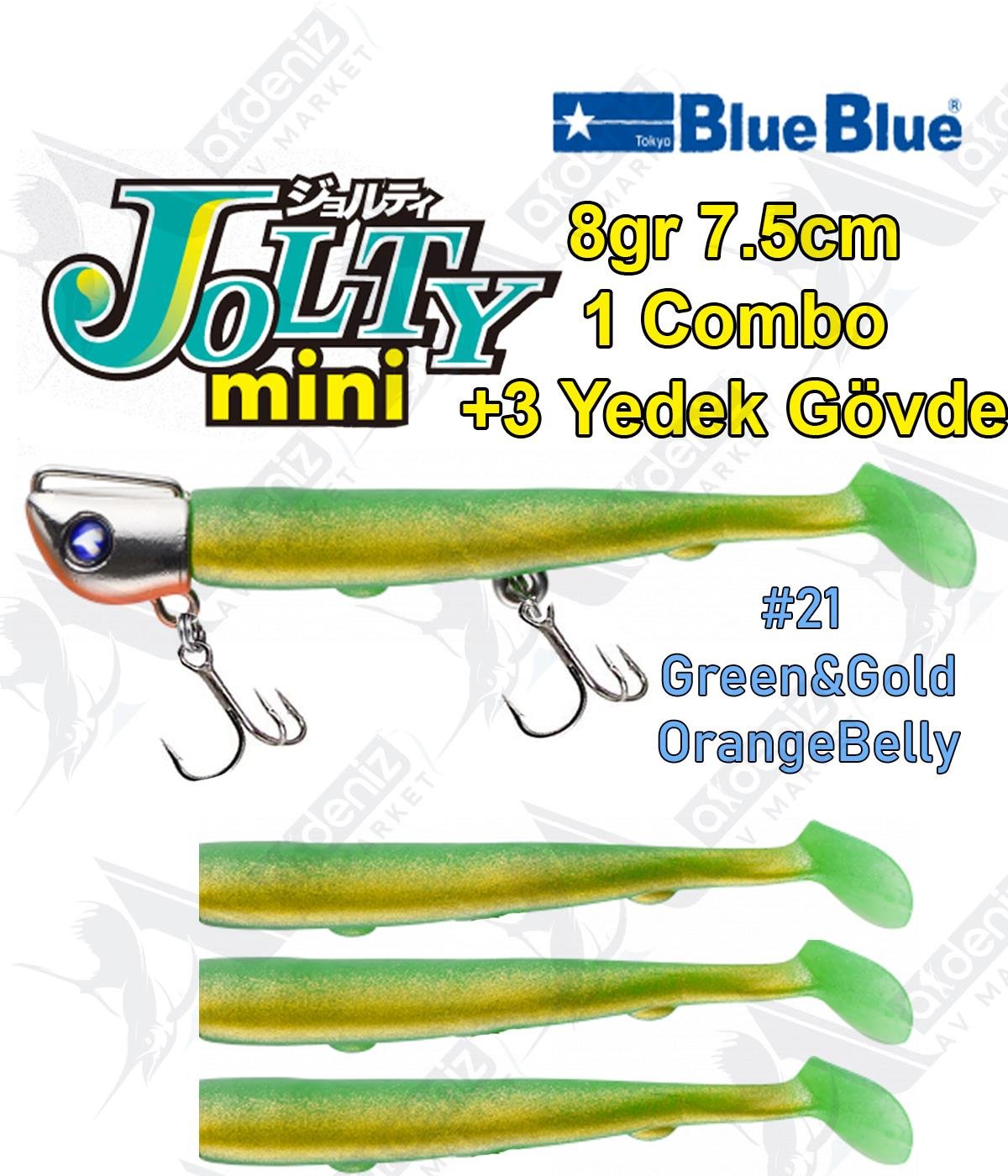 BlueBlue Jolty Mini 8gr 7,6cm (1 Combo +3 Body) Silikon Yem Color:21BLUEBLUE