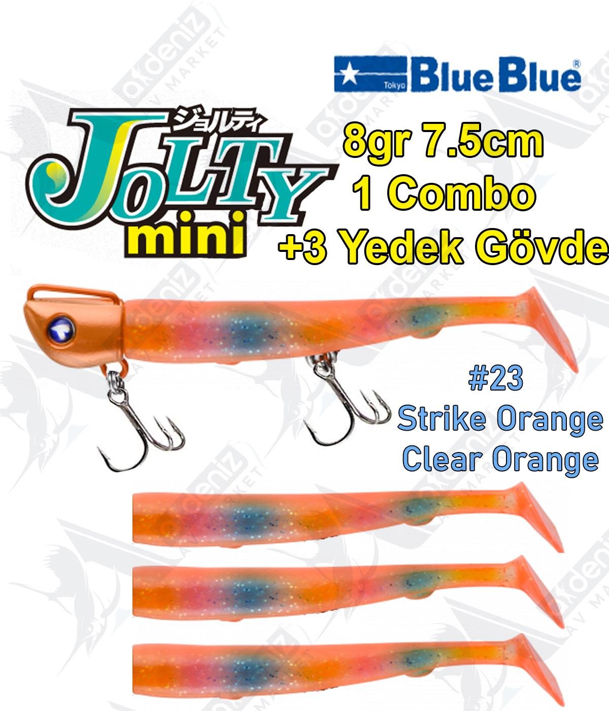 BlueBlue Jolty Mini 8gr 7,6cm (1 Combo +3 Body) Silikon Yem Color:23BLUEBLUE