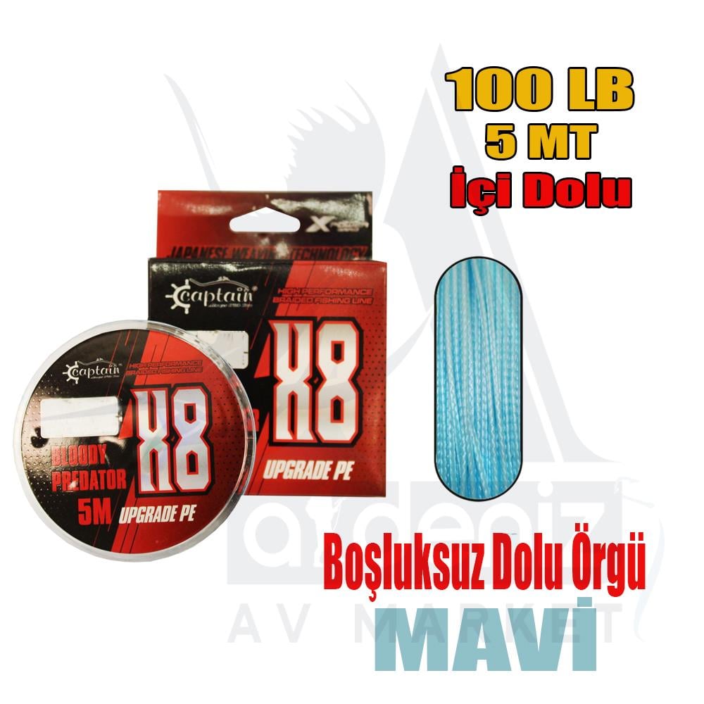 Captain Hook Assist Line 100 LB 5 mt 8X Upgrade PE Bloody predator Asist İpi MAVİCAPTAİN