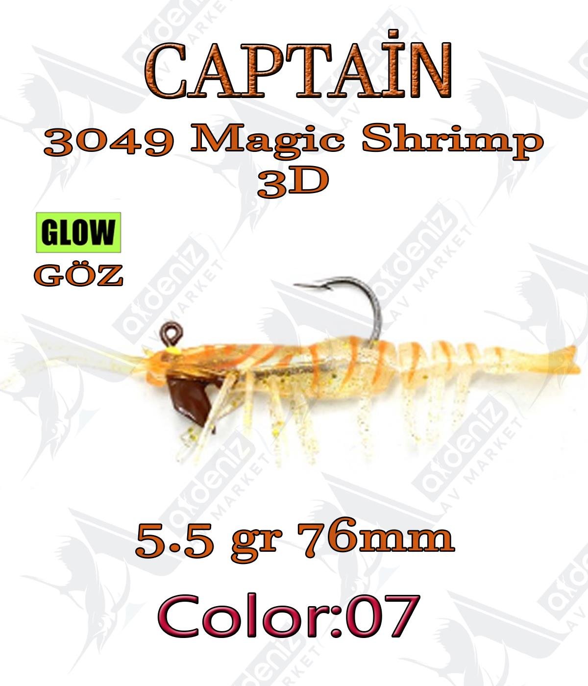 Captain Silikon Karides 3049 Magic Shrimp 3D 76mm 5.5gr Color:07CAPTAİN