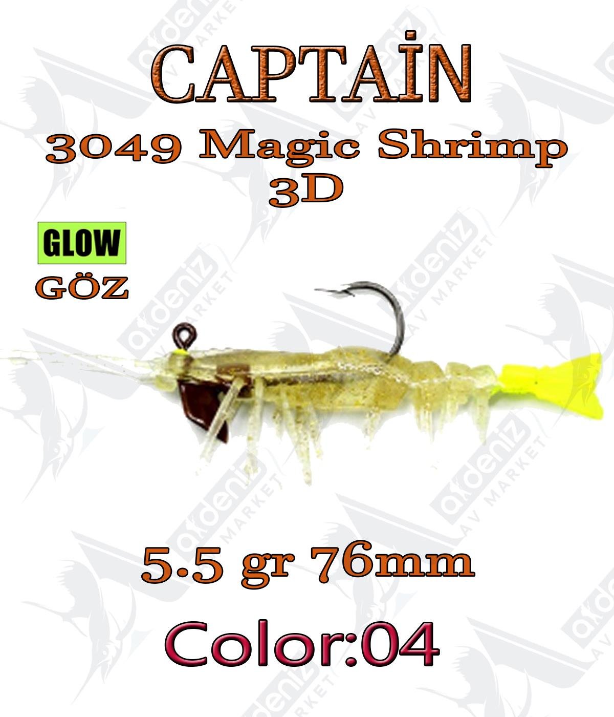 Captain Silikon Karides 3049 Magic Shrimp 3D 76mm 5.5gr Color:04CAPTAİN