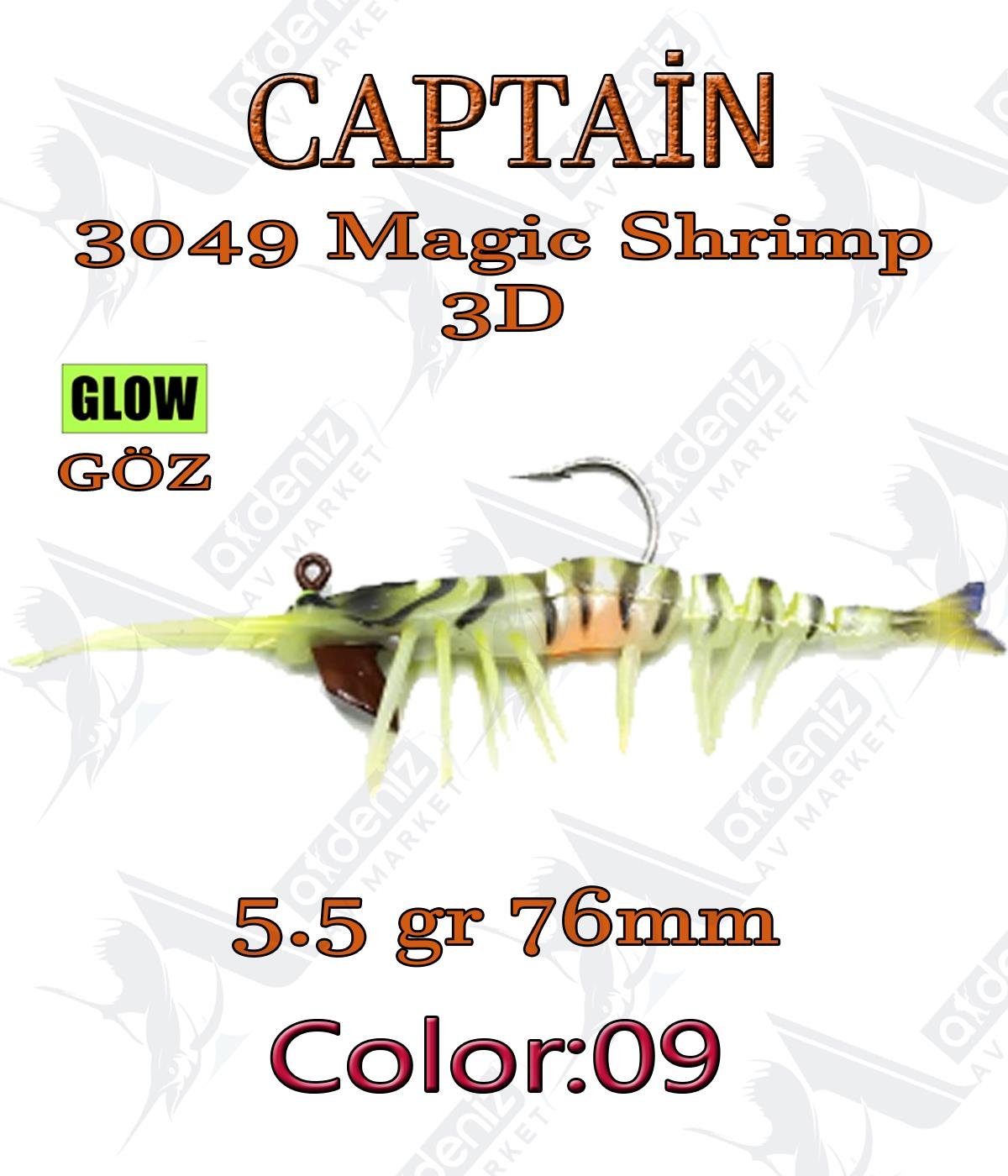 Captain Silikon Karides 3049 Magic Shrimp 3D 76mm 5.5gr Color:09CAPTAİN