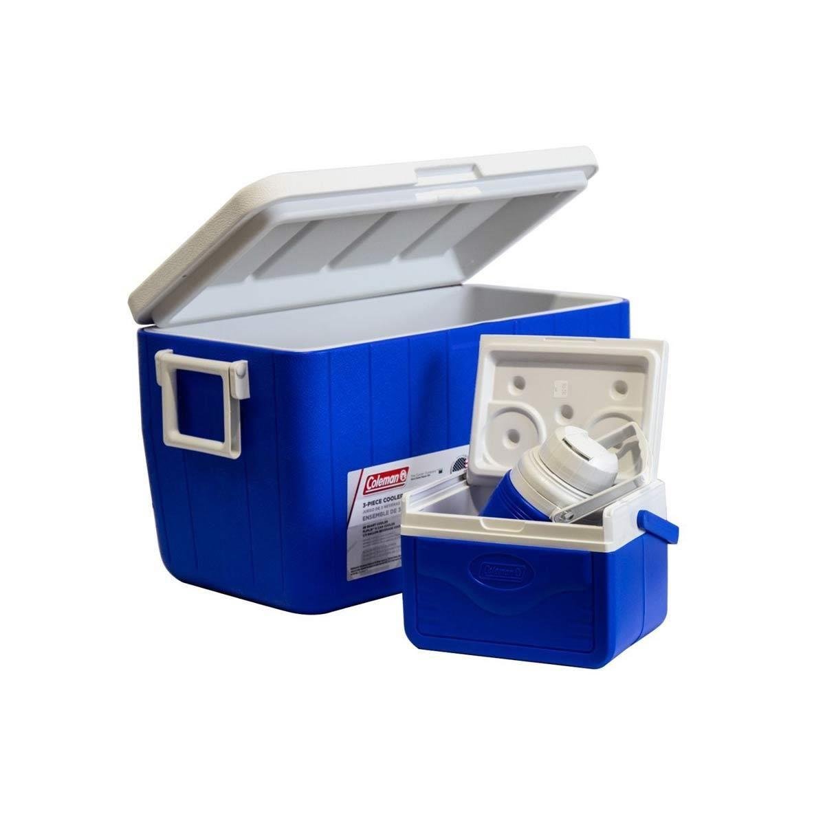 Coleman 3-Piece Cooler Combo 48 QT 45.4 Lt BL 5 QT 3 Gal. C002 Buzluk Set MAVİ/BEYAZCOLEMAN