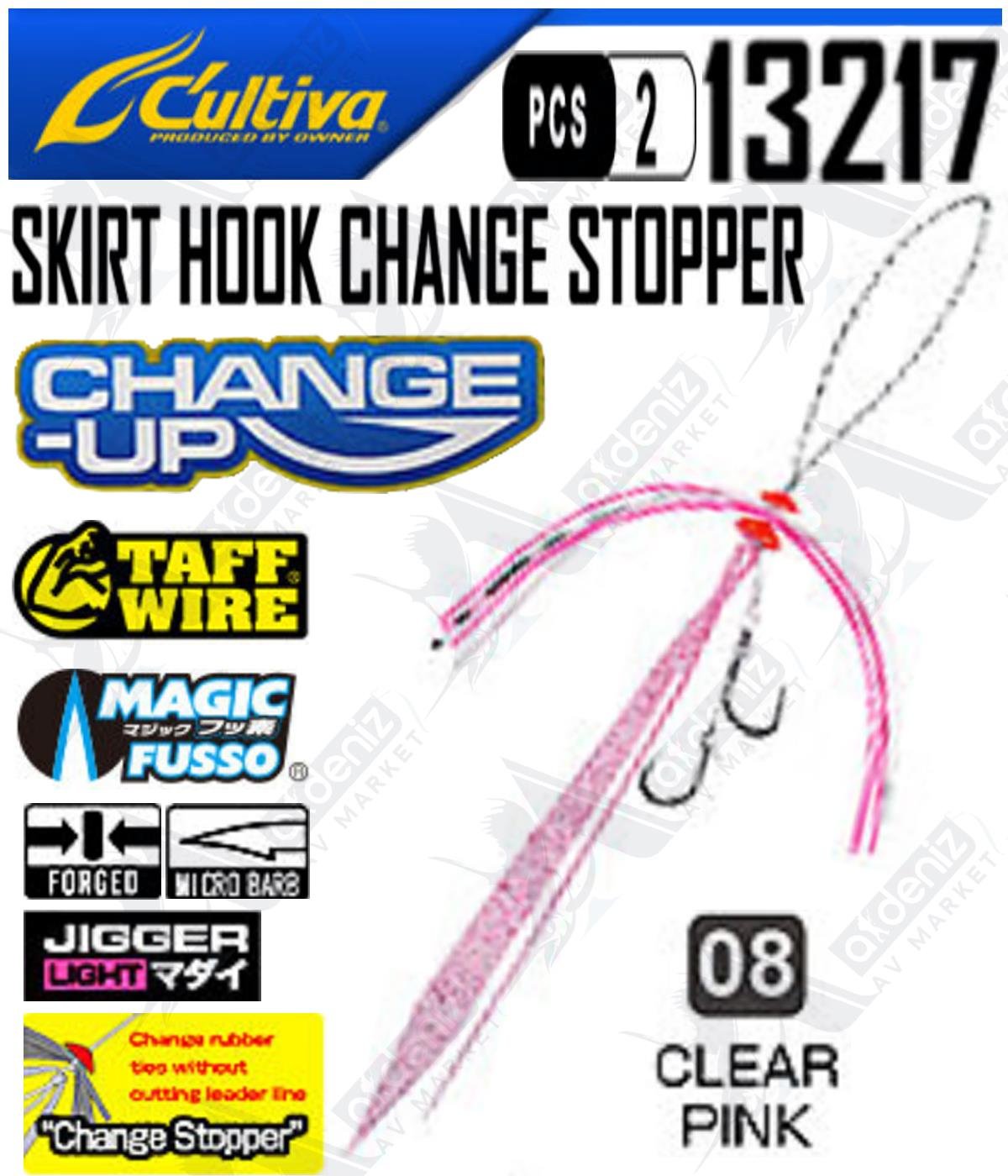 Cultiva Tai Rubber Skirt Hook Change Stopper Slider Hazır Etek 2'li Paket 13217 CU-240 #08 Clear PinkCULTİVA