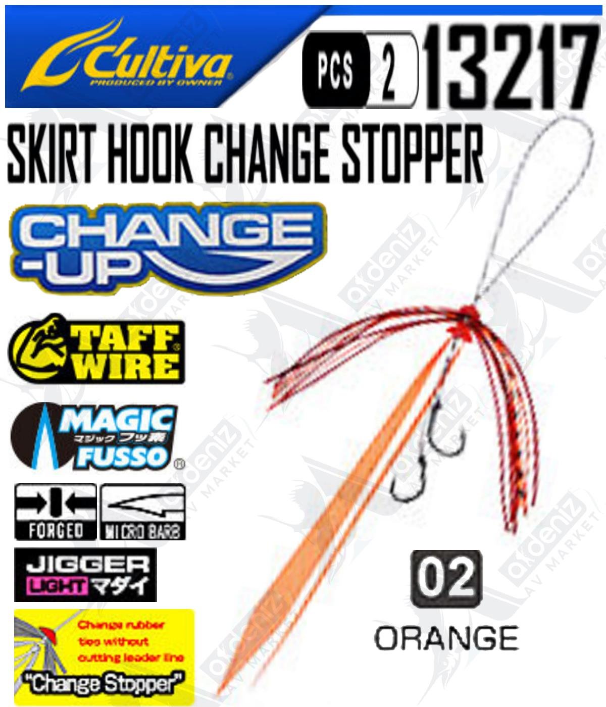 Cultiva Tai Rubber Skirt Hook Change Stopper Slider Hazır Etek 2'li Paket 13217 CU-240 #02 OrangeCULTİVA