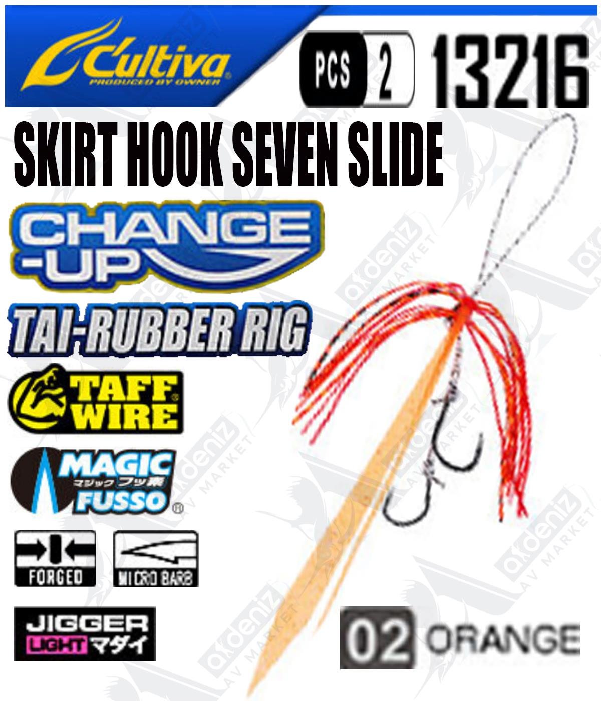 Cultiva Tai Rubber Skirt Hook Seven Slide Slider Hazır Etek 2'li Paket 13216 CU-340S #02 OrangeCULTİVA