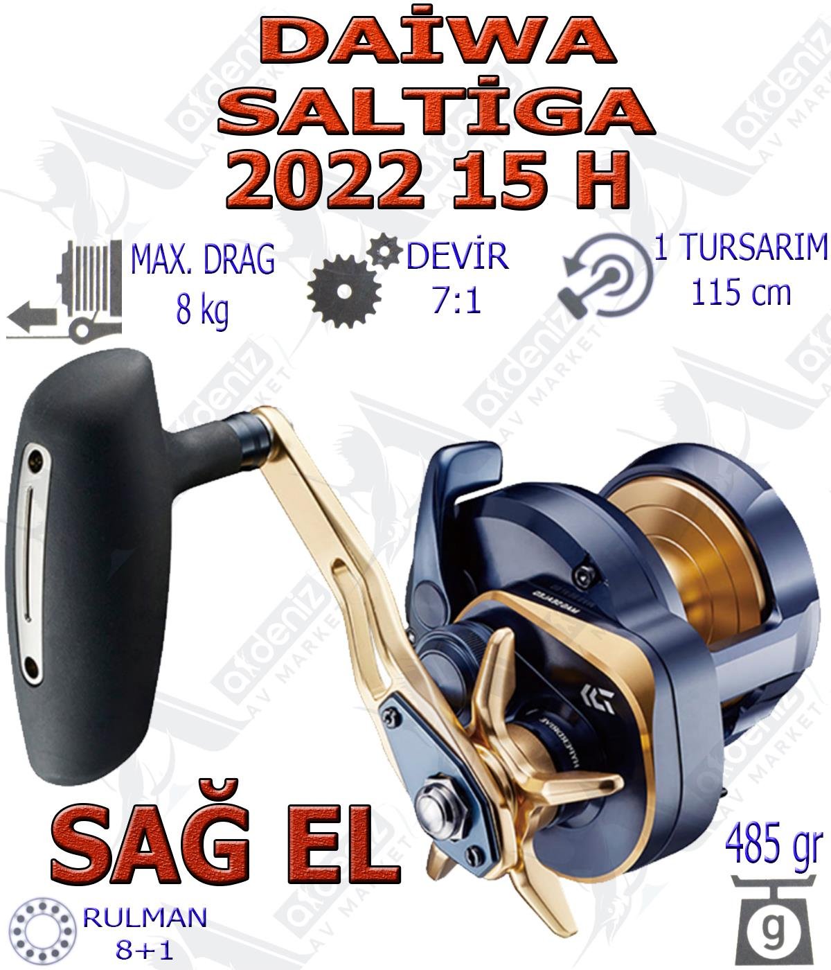 Daiwa Saltiga 22 15 H Slow Jig Çıkrık (Sağ El).