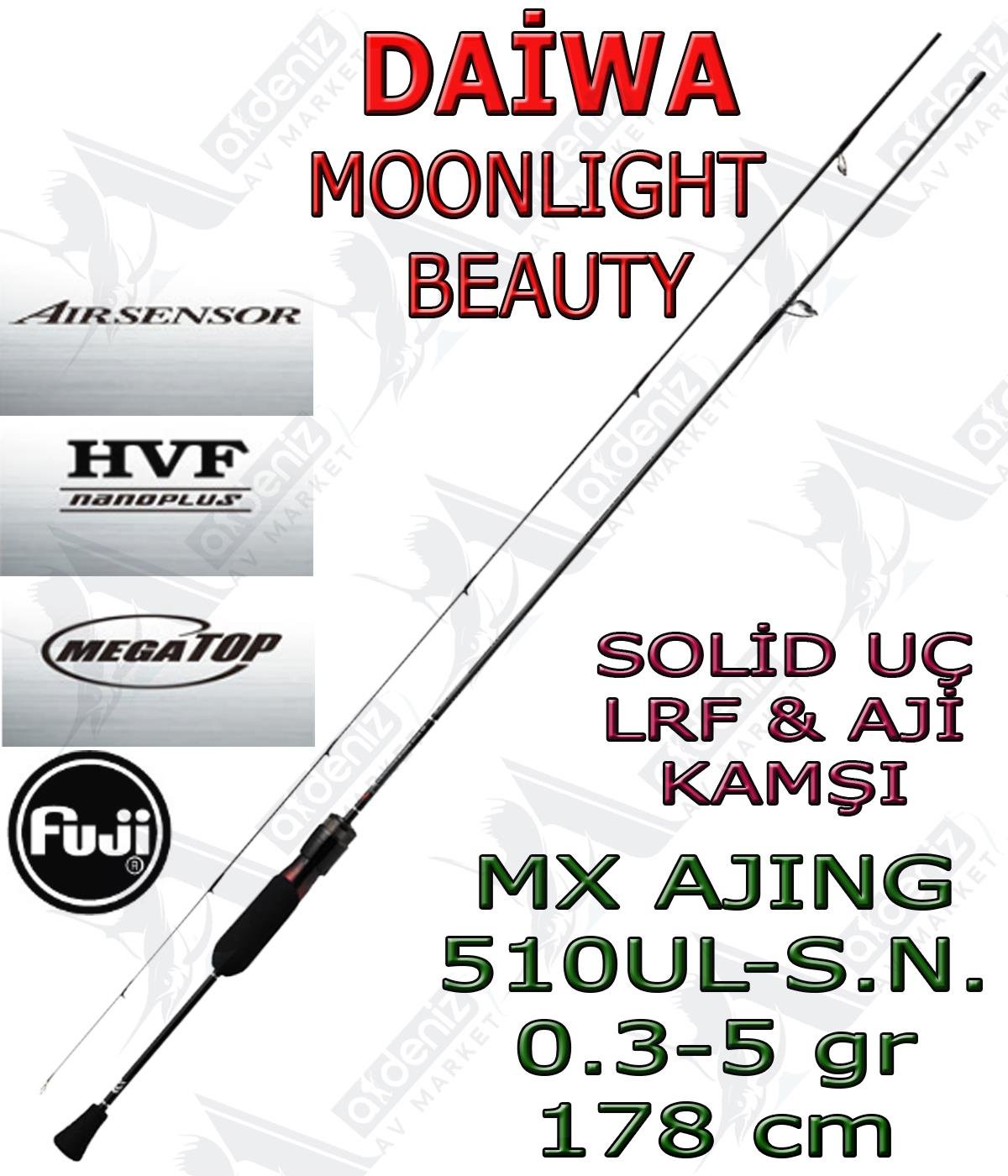 Daiwa Moonlight Beauty MX Ajing 178 Cm 0.3-5 Gr 2 Parça LRF Kamışı (Solid Uç)DAİWA