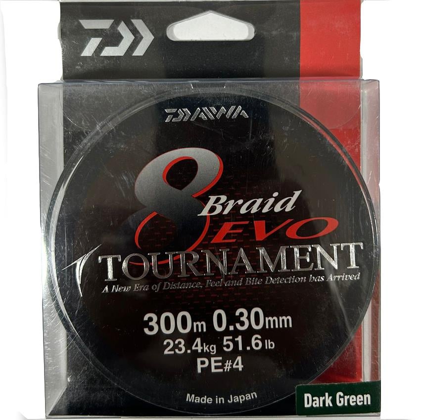 DAİWA Tournament Evo DG 8x (örgü) 0,30mm Pe#4 300m Dark Green İp MisinaDAİWA