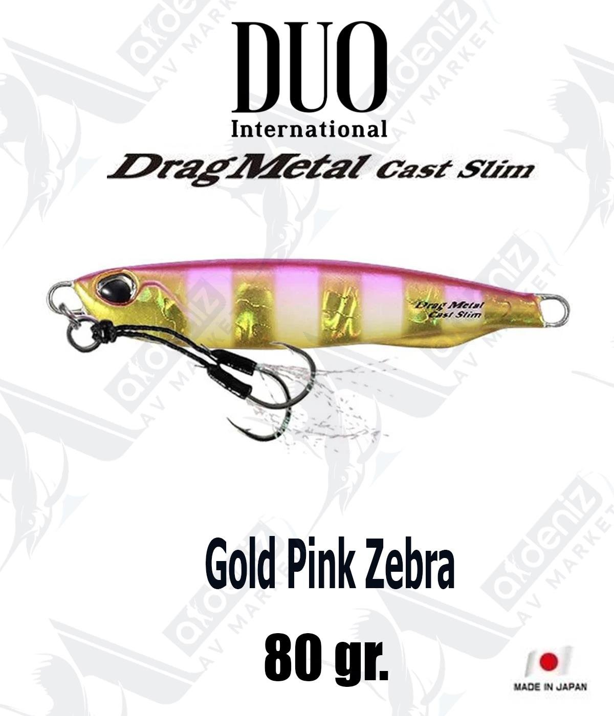 Duo Drag Metal Cast Slim Jig 80 gr #PJA0045 Pink Gold Zebra GlowDUO