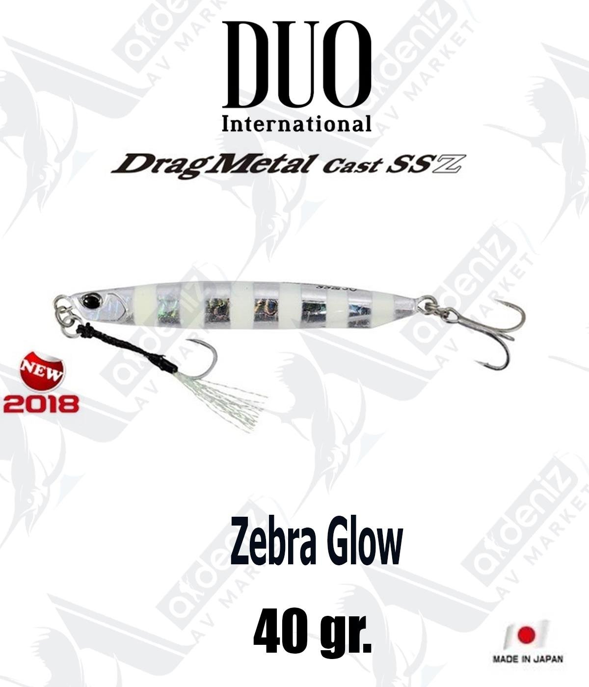 Duo Drag Metal Cast Super Slim SSZ Jig 40gr #PHA0101 Zebra GlowDUO