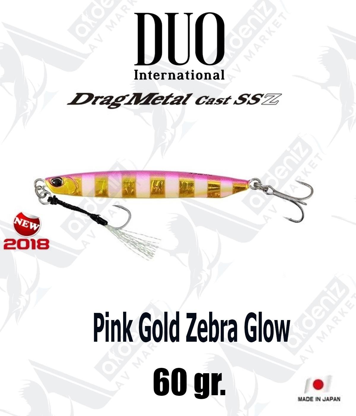 Duo Drag Metal Cast Super Slim SSZ Jig 60gr #PJA0045 Pink Gold Zebra GlowDUO