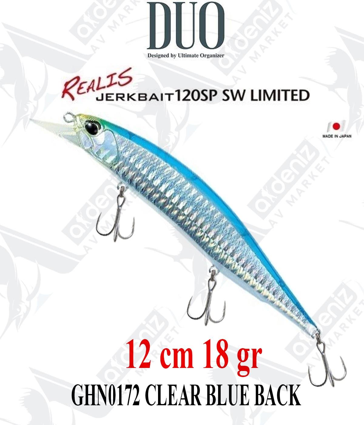 Duo Realis Jerkbait 120SP SW Limited 12cm 18gr #GHN0172 CLEAR BLUE BACKDUO