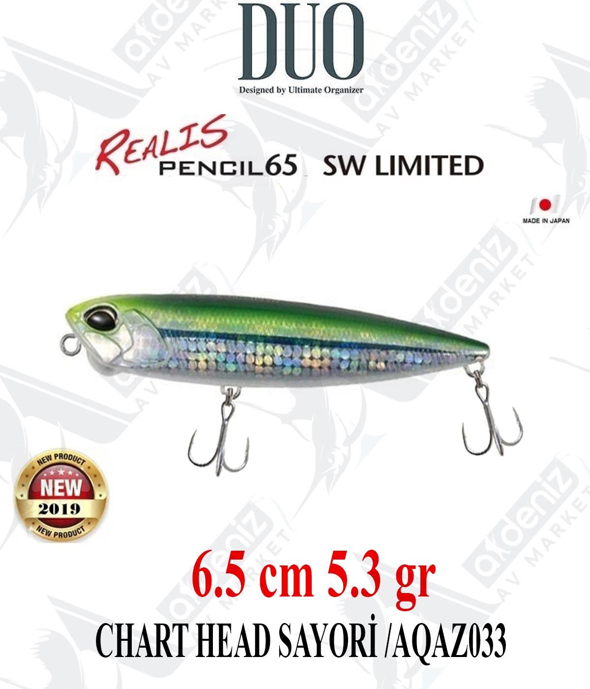 Duo Realis Pencil 65 SW 6,5cm 5,5gr Su Üstü WTD Maket Yem AQAZ033 CHART HEAD SAYORİDUO