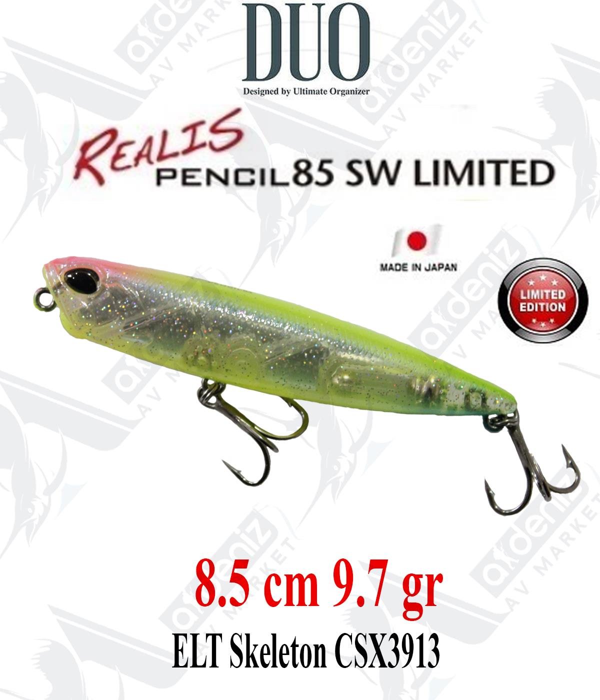 Duo Realis Pencil 85 SW 8,5cm 10gr Su Üstü WTD Maket Yem #CSX3913 ELT SkeletonDUO