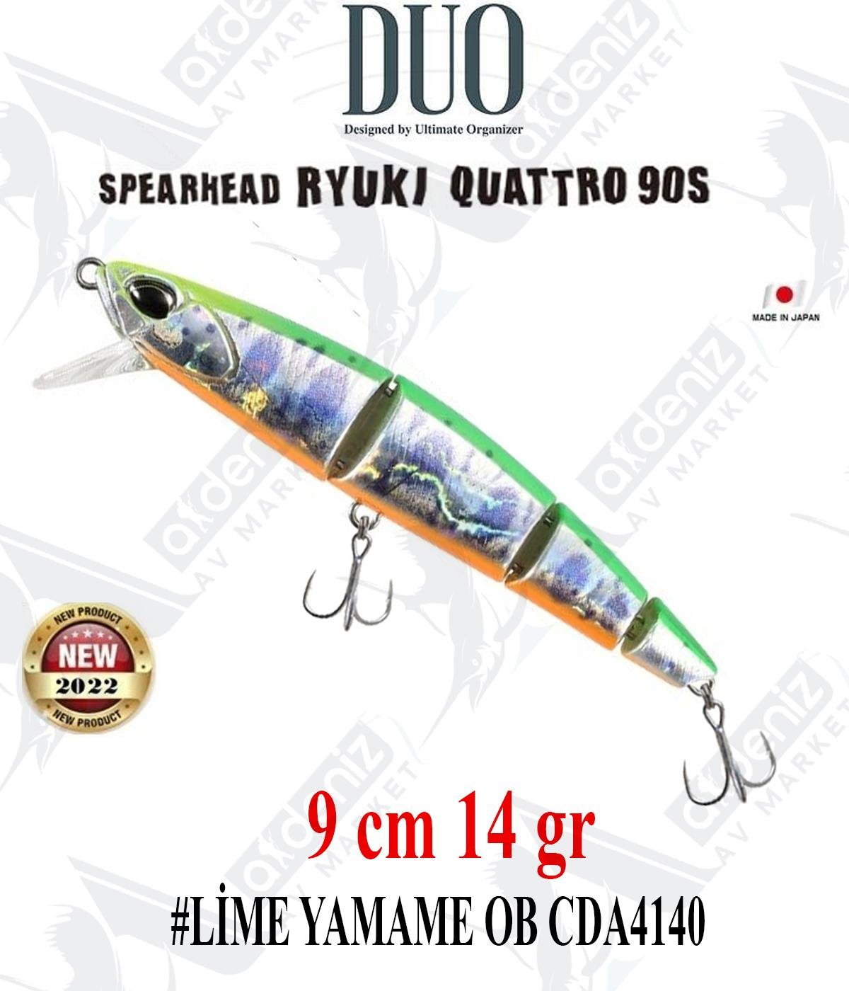 Duo Spearhead Ryuki Quattro 90S (Sinking) #GDA4140 LİME YAMAME OBDUO