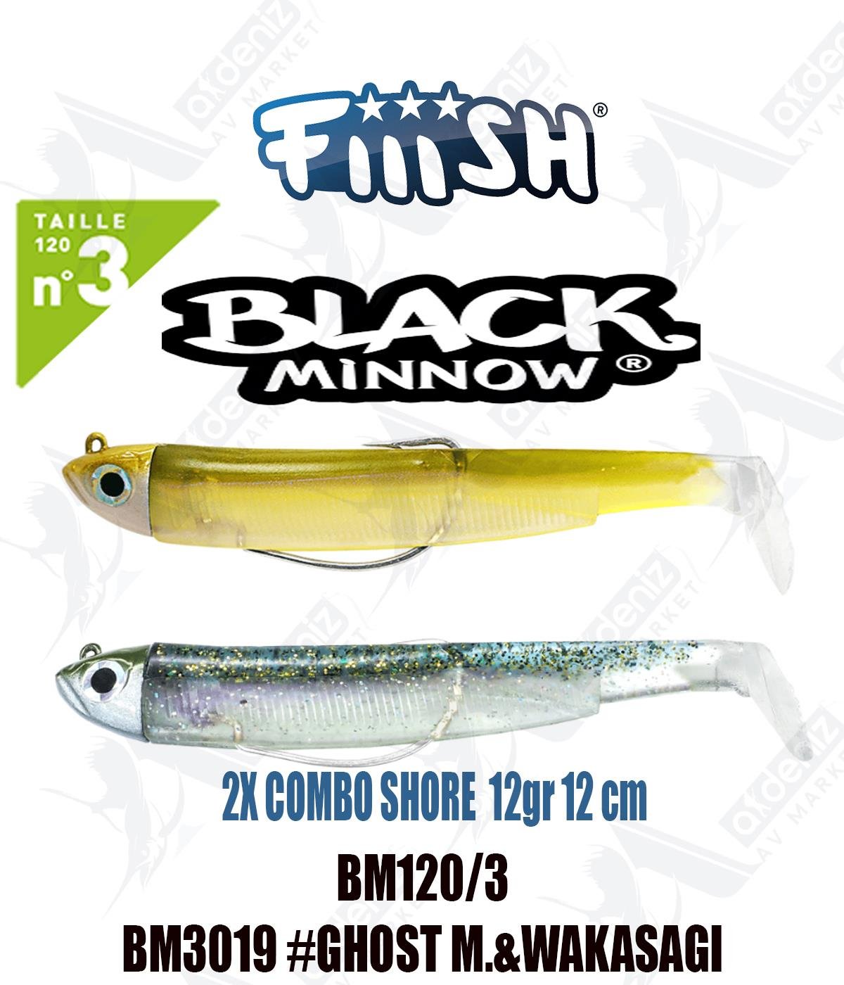 Fiiish Black Minnow BM120/3 Double Combo Off Shore 12 cm 12 gr Silikon Yem No:3 Color:Bm3019FİİİSH