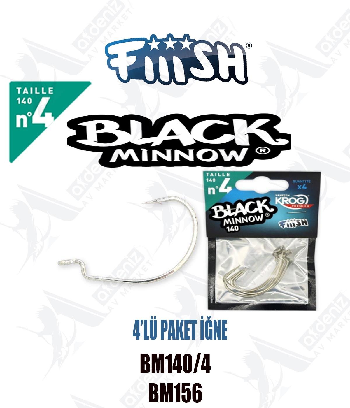 Fiiish Black Minnow BM140/4 (4'lü) Offset Yedek İğne BM156FİİİSH