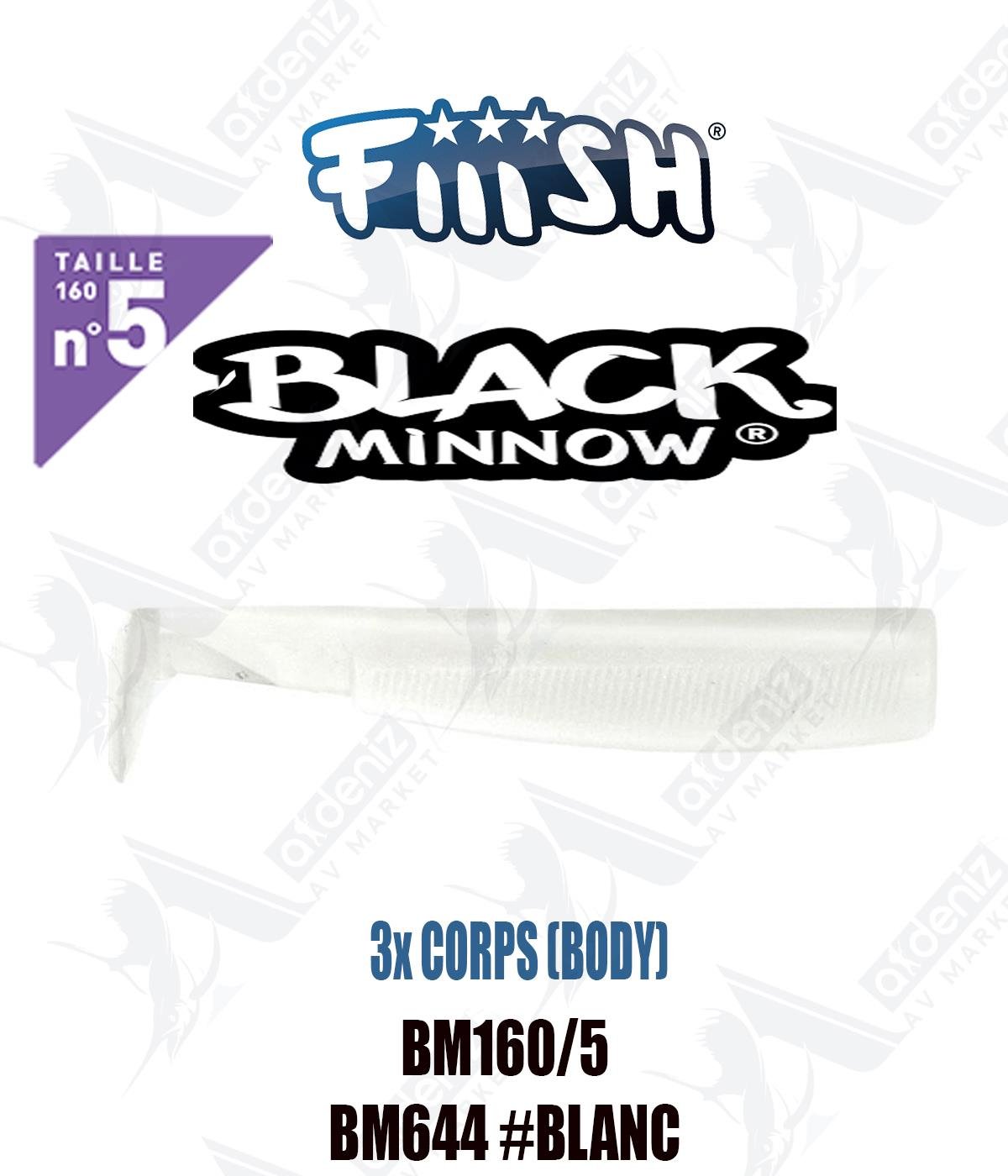 Fiiish Black Minnow BM160/5 3x BODY 16 cm Silikon Yem Yedek  Gövde No:5 Color:Bm644 #BlancFİİİSH