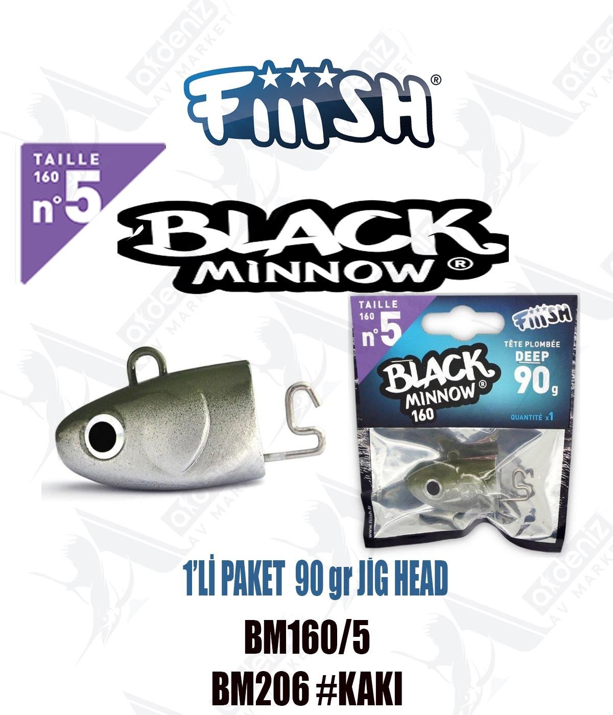 Fiiish Black Minnow BM160/5 Off Shore 90 gr Jig Head No:5 Color:Bm206 #KakiFİİİSH