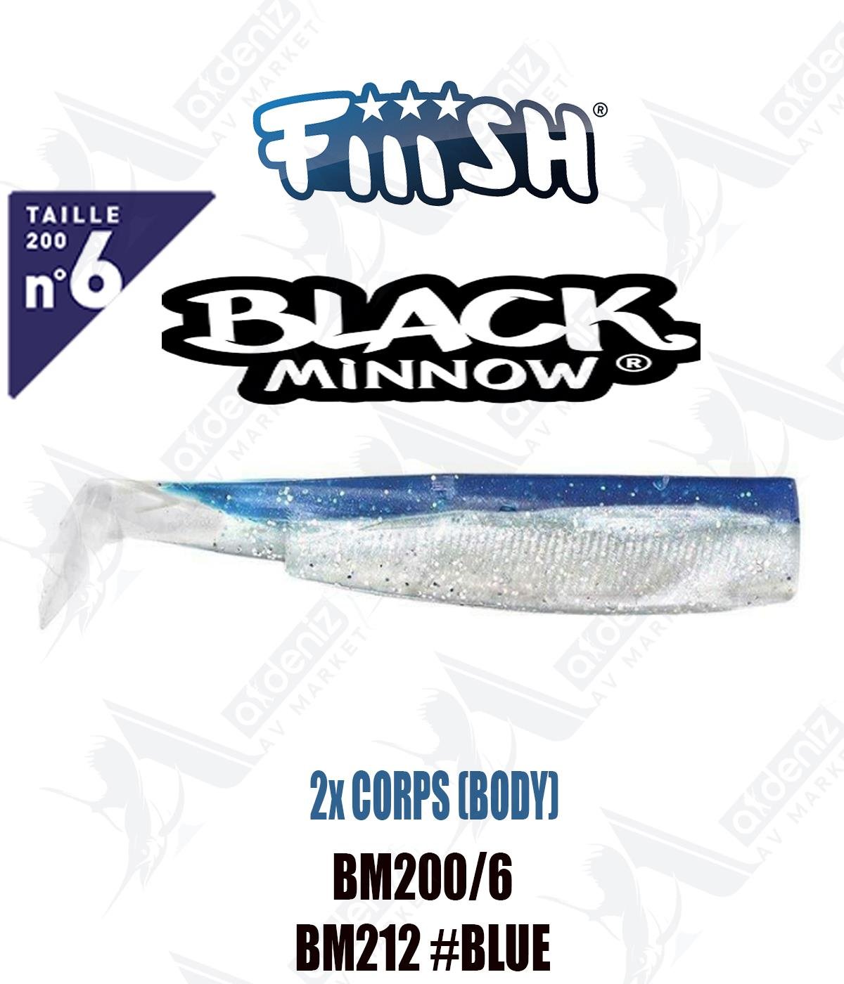 Fiiish Black Minnow BM200/6 2x BODY 20 cm Silikon Yem Yedek  Gövde No:6 Color:Bm212 #BlueFİİİSH