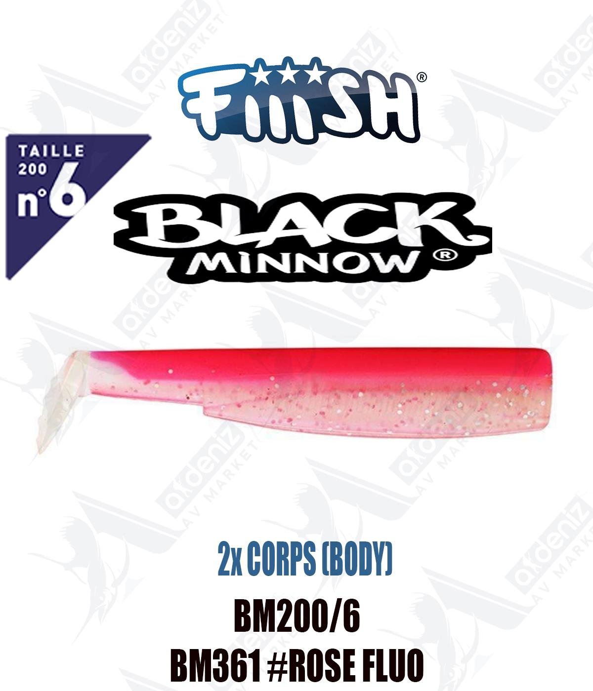 Fiiish Black Minnow BM200/6 2x BODY 20 cm Silikon Yem Yedek  Gövde No:6 Color:Bm361 #Rose FluoFİİİSH