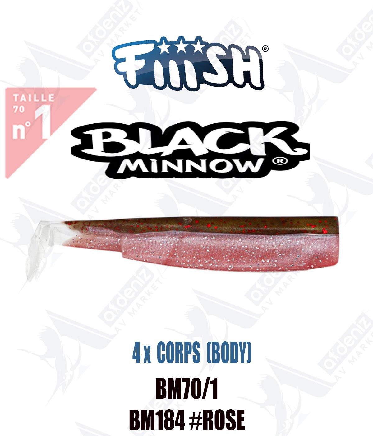 Fiiish Black Minnow BM70/1 3x BODY 7 cm Silikon Yem Yedek  Gövde No:1 Color:Bm184 #RoseFİİİSH