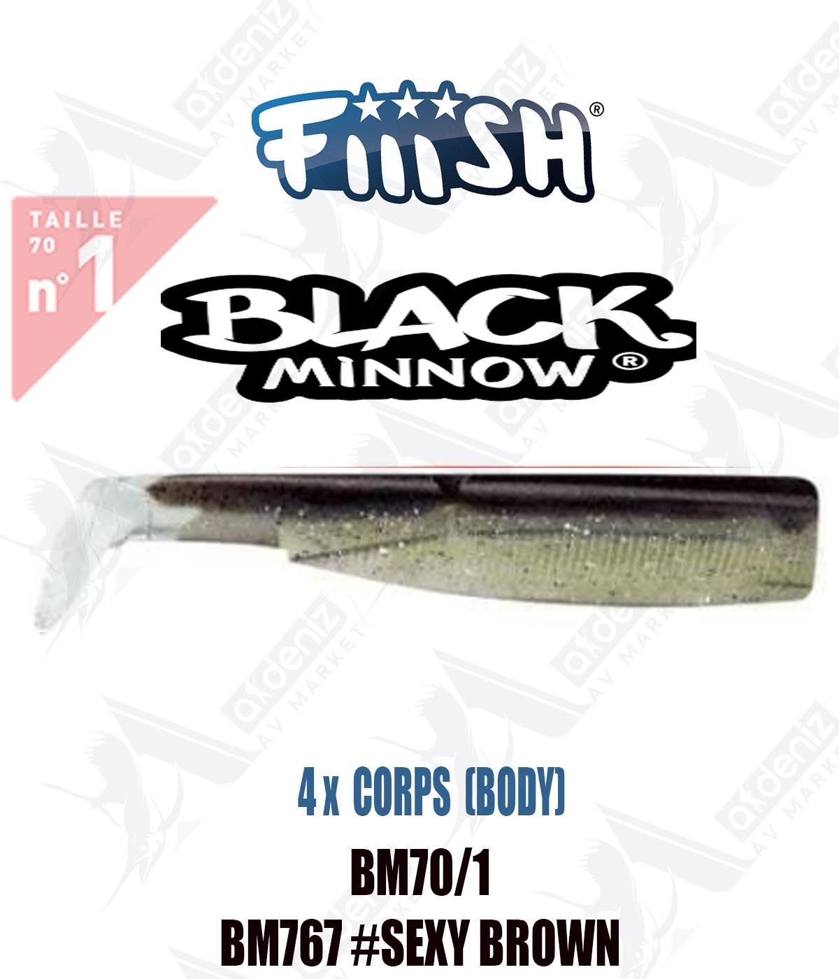Fiiish Black Minnow BM70/1 3x BODY 7 cm Silikon Yem Yedek  Gövde No:1 Color:Bm767 #Sexy BrownFİİİSH