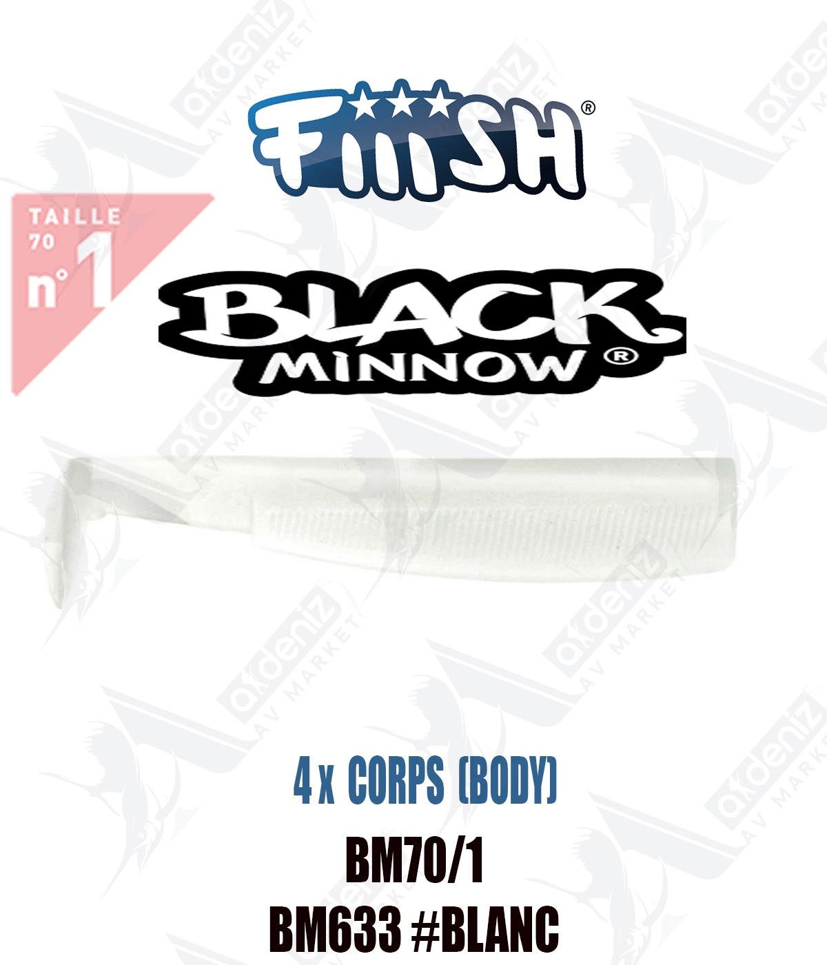 Fiiish Black Minnow BM70/1 3x BODY 7 cm Silikon Yem Yedek  Gövde No:1 Color:Bm633 #BlancFİİİSH