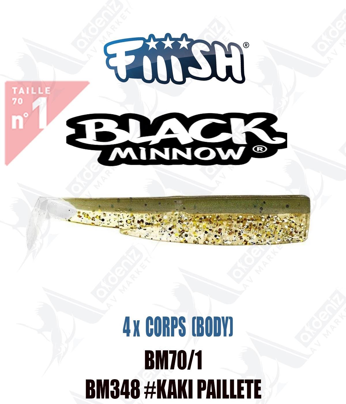 Fiiish Black Minnow BM70/1 3x BODY 7 cm Silikon Yem Yedek  Gövde No:1 Color:Bm348 #Kaki PailleteFİİİSH