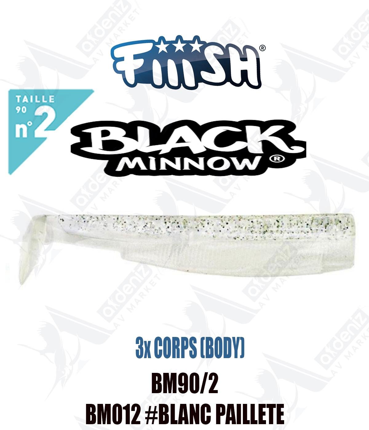 Fiiish Black Minnow BM90/2 3x BODY 12 cm Silikon Yem Yedek  Gövde No:2 Color:Bm012 #Blanc PailleteFİİİSH