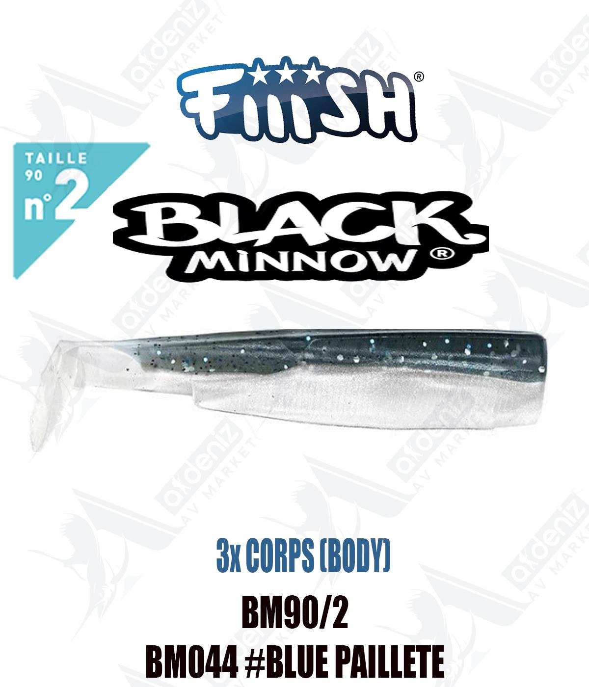 Fiiish Black Minnow BM90/2 3x BODY 12 cm Silikon Yem Yedek  Gövde No:2 Color:Bm044 #Blue PailleteFİİİSH