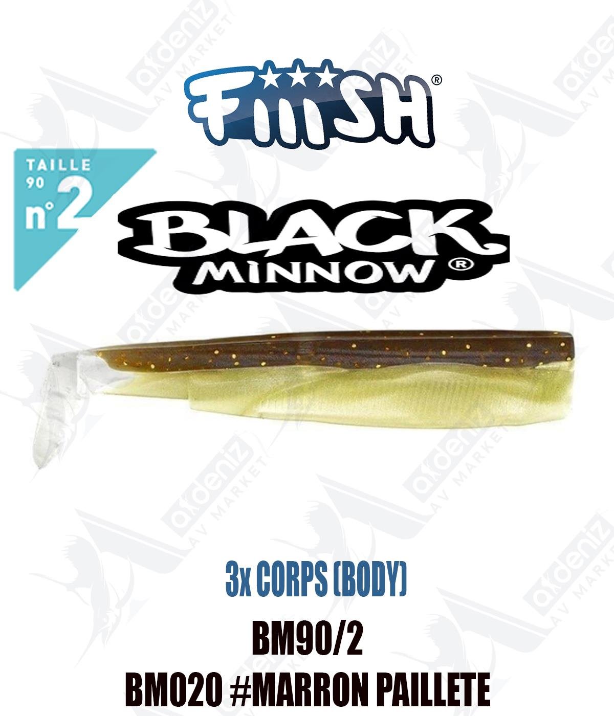 Fiiish Black Minnow BM90/2 3x BODY 12 cm Silikon Yem Yedek  Gövde No:2 Color:Bm020 #Marron PailleteFİİİSH
