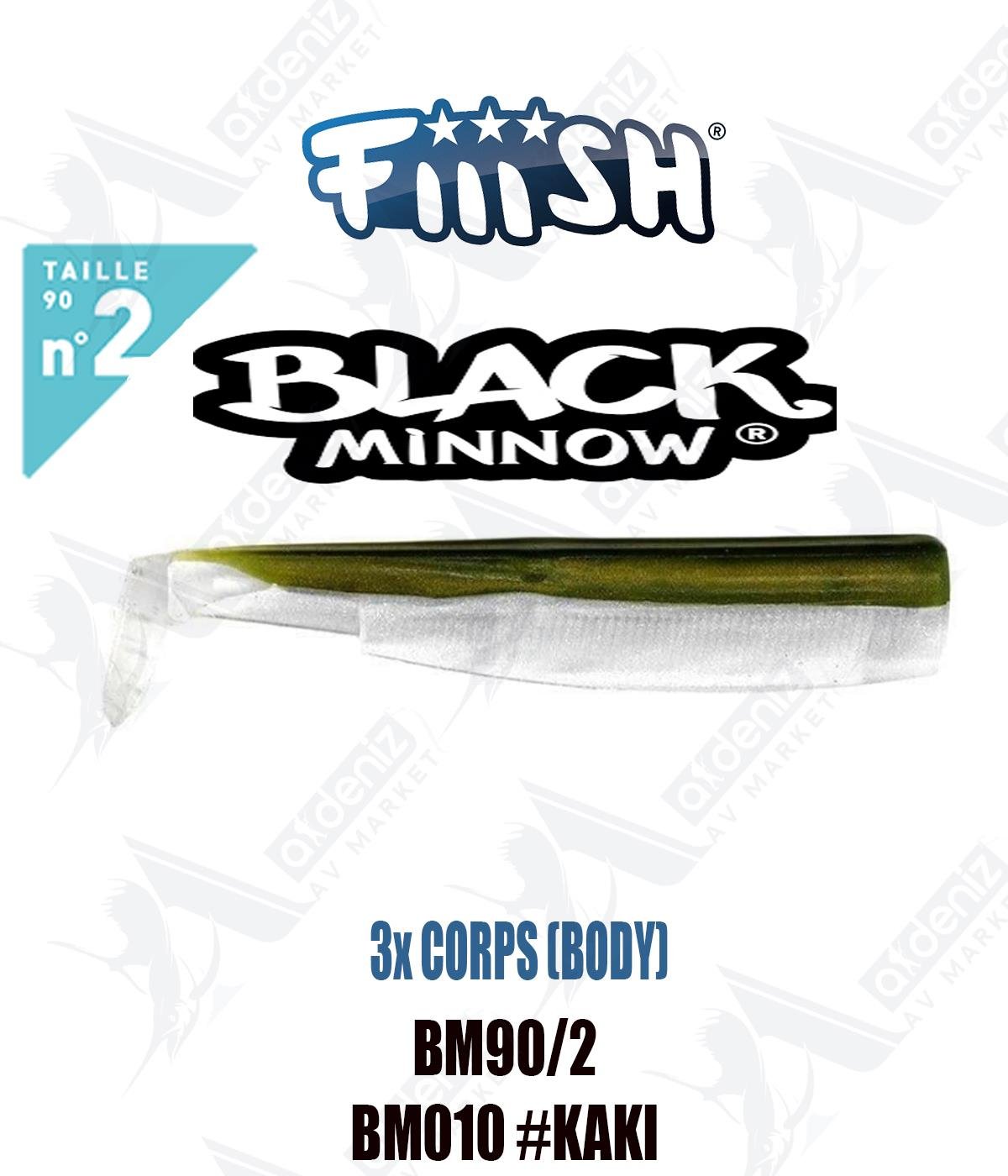 Fiiish Black Minnow BM90/2 3x BODY 12 cm Silikon Yem Yedek  Gövde No:2 Color:Bm010 #KakiFİİİSH